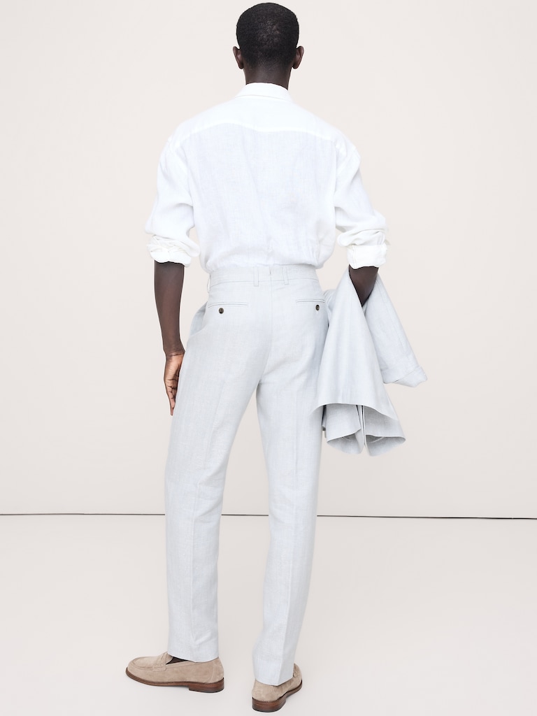 Slim Herringbone Linen-Merino Suit Pant