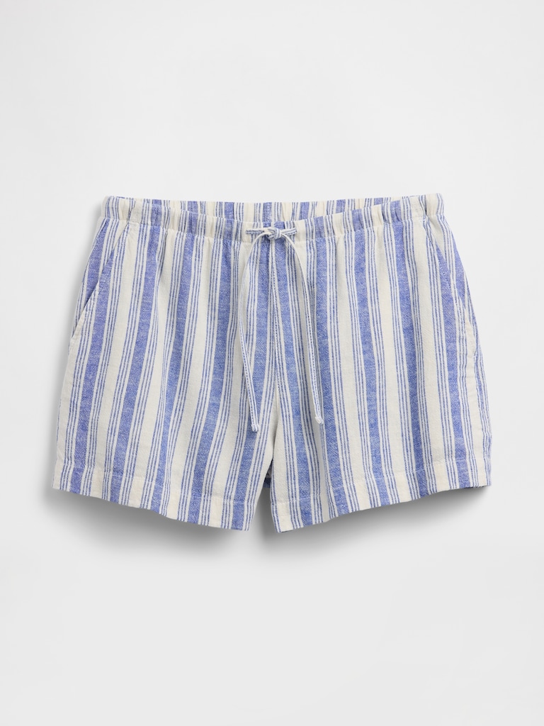 4" High Rise Pull-On Linen-Blend Shorts