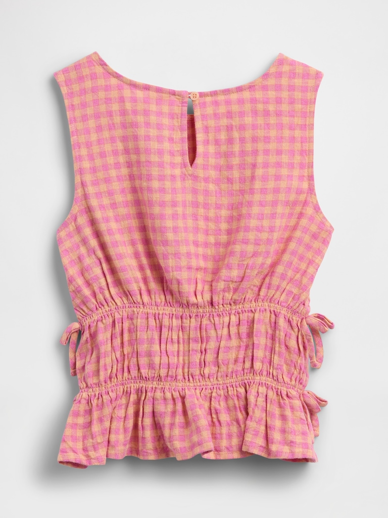 Kids Linen-Blend Bow Top