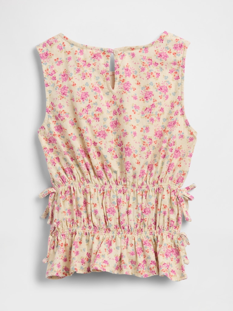 Kids Linen-Blend Bow Top