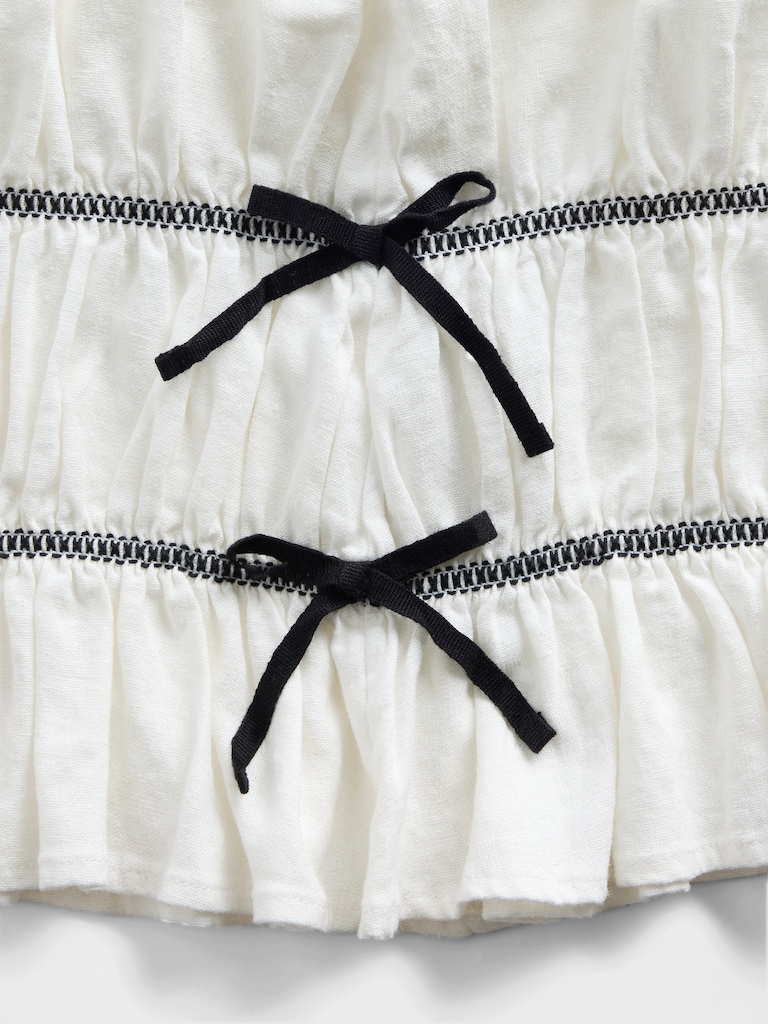 Kids Linen-Blend Bow Top