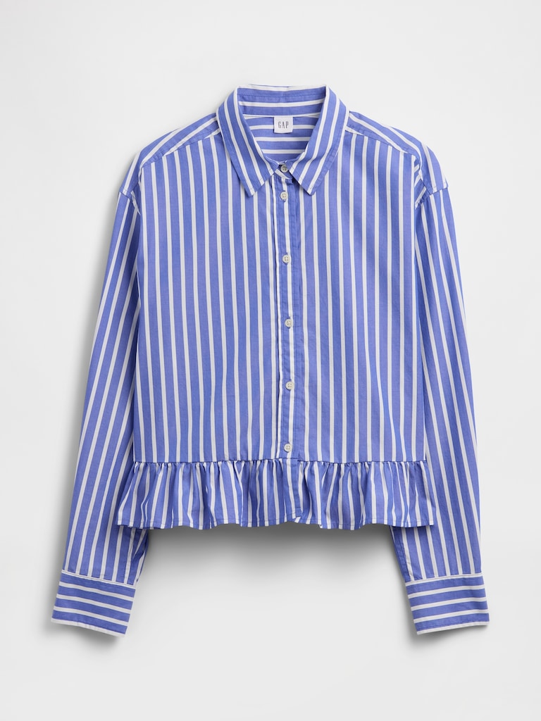 Relaxed Cropped Ruffle Shirt