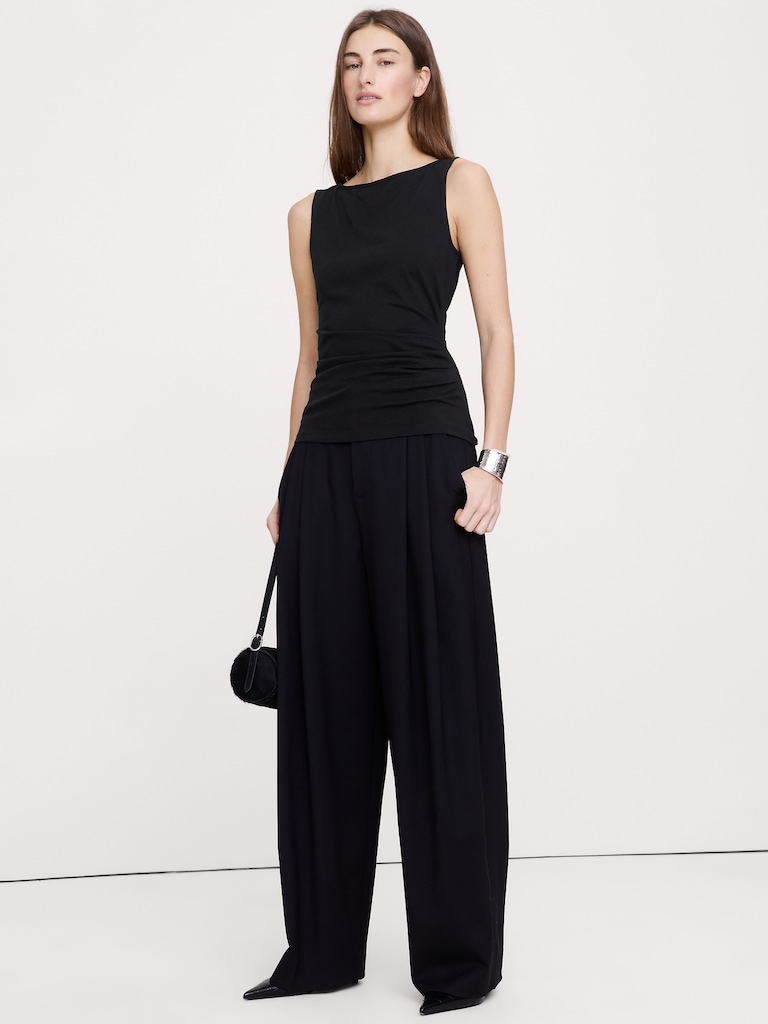 Vintage Cotton Ruched-Side Tank