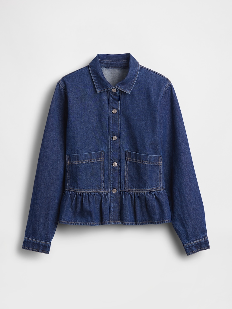 Denim Fitted Peplum Top