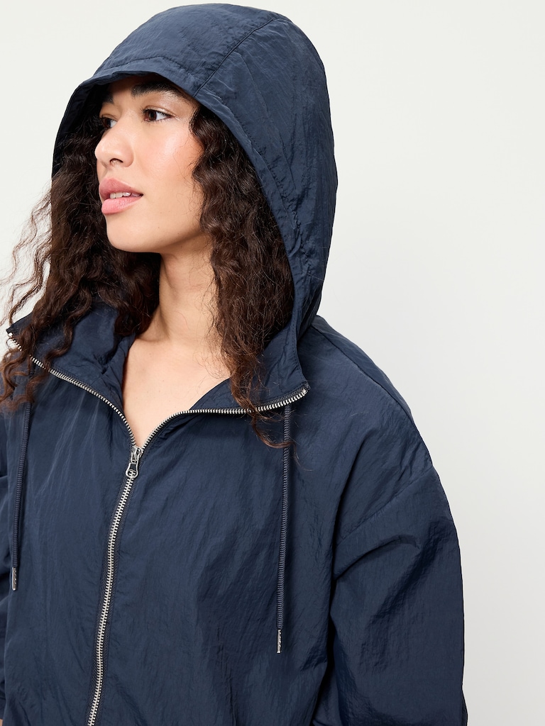 Loose-Fit Hooded Trench Coat