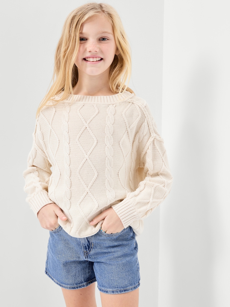 High-Waisted Jean Midi Shorts for Girls