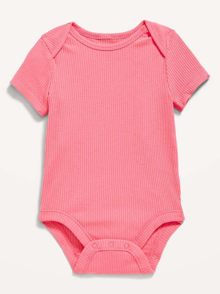 Unisex Short-Sleeve Ribbed Bodysuit for Baby