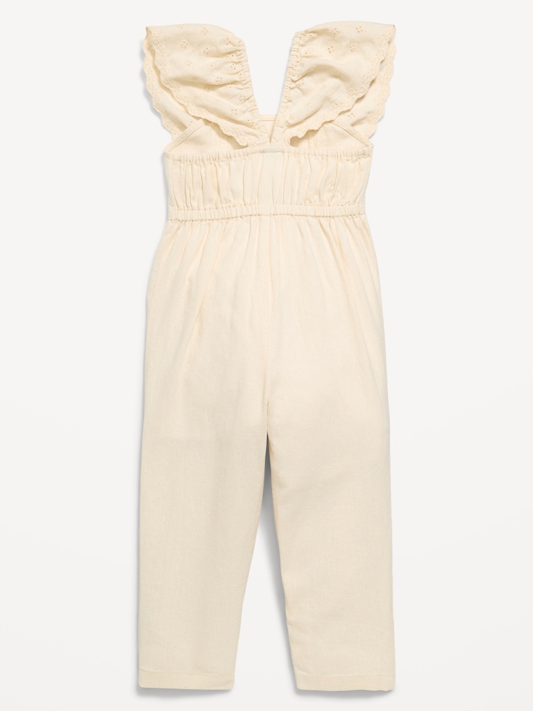 Linen-Blend Ruffled Jumpsuit for Toddler Girls