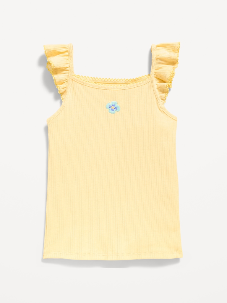 Ribbed Ruffle-Trim Cami for Toddler Girls