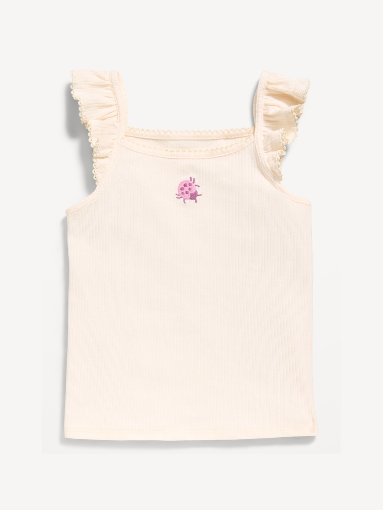 Ribbed Ruffle-Trim Cami for Toddler Girls
