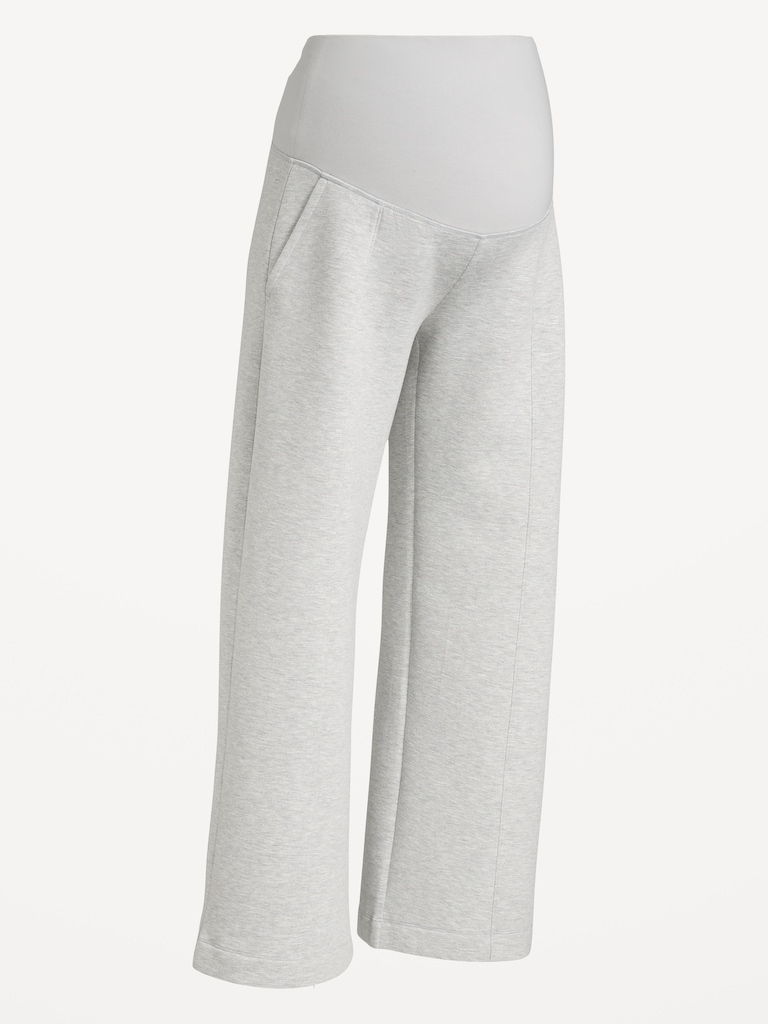 Maternity Bounce Fleece Full-Panel Wide-Leg Sweatpants