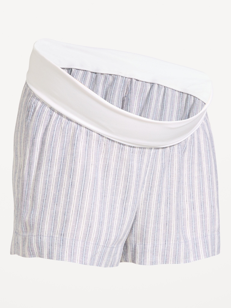 Maternity Linen-Blend Pull-On Shorts -- 3.5-inch inseam