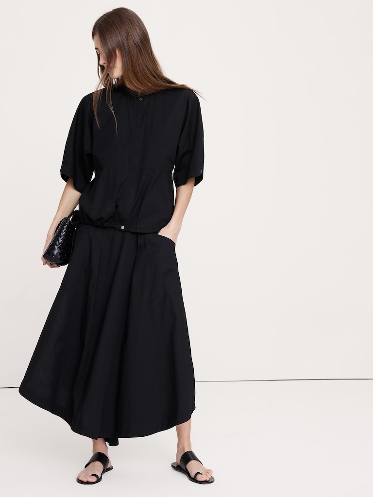 Stretch-Cotton Puff-Sleeve Top