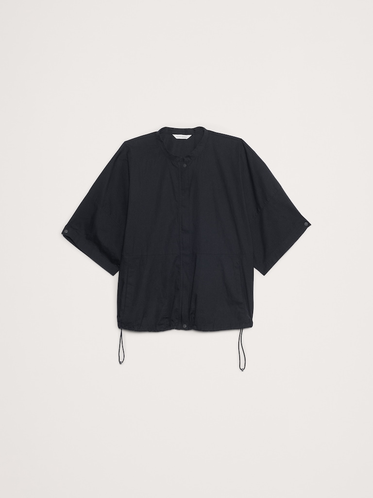 Stretch-Cotton Puff-Sleeve Top