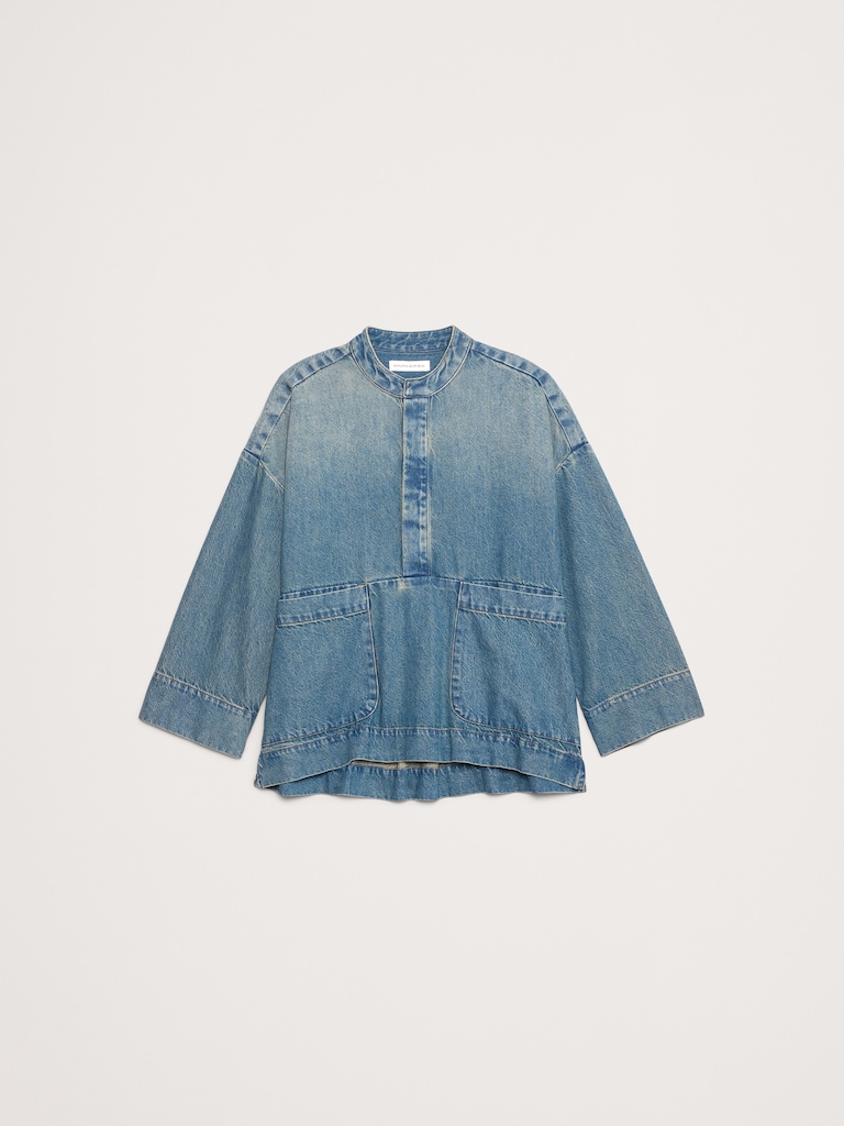 Denim Popover Top