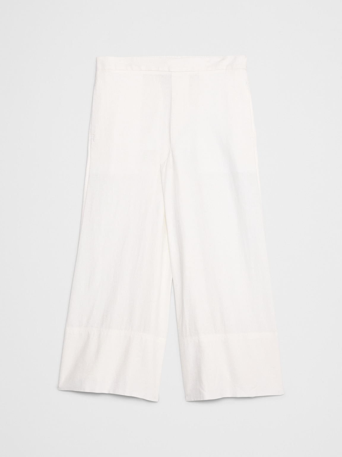 Wide-Leg High-Rise Linen-Blend Cropped Pull-On Pant