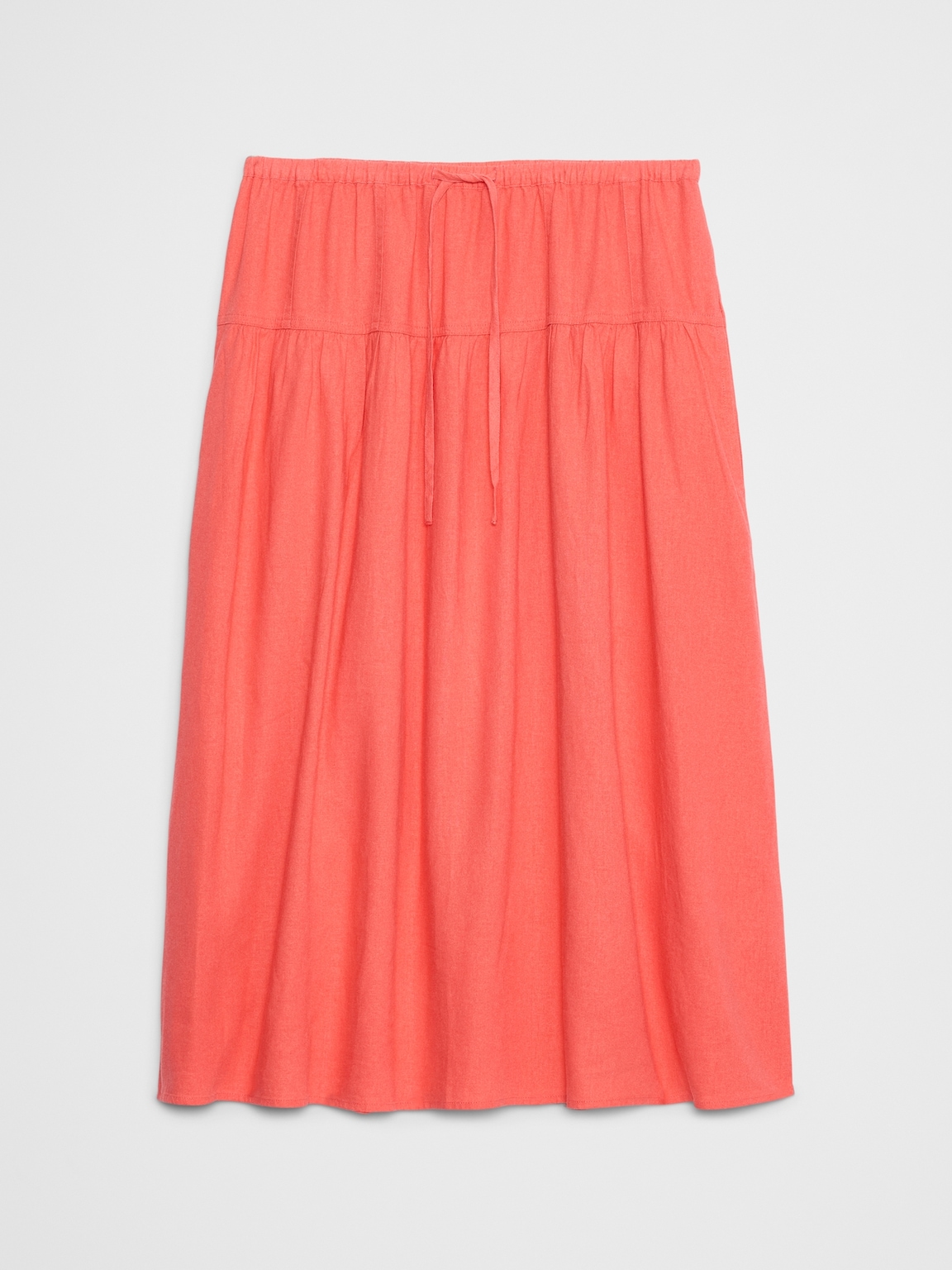 Linen-Blend Drop-Waist Midi Skirt