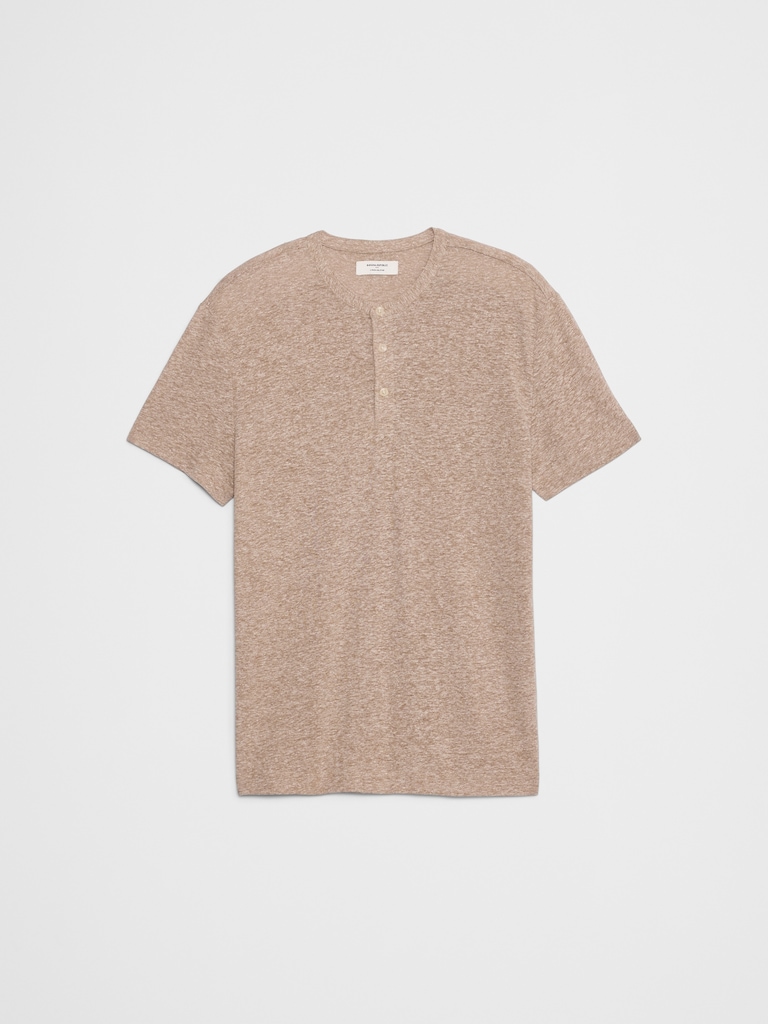 Standard-Fit Linen-Blend Henley