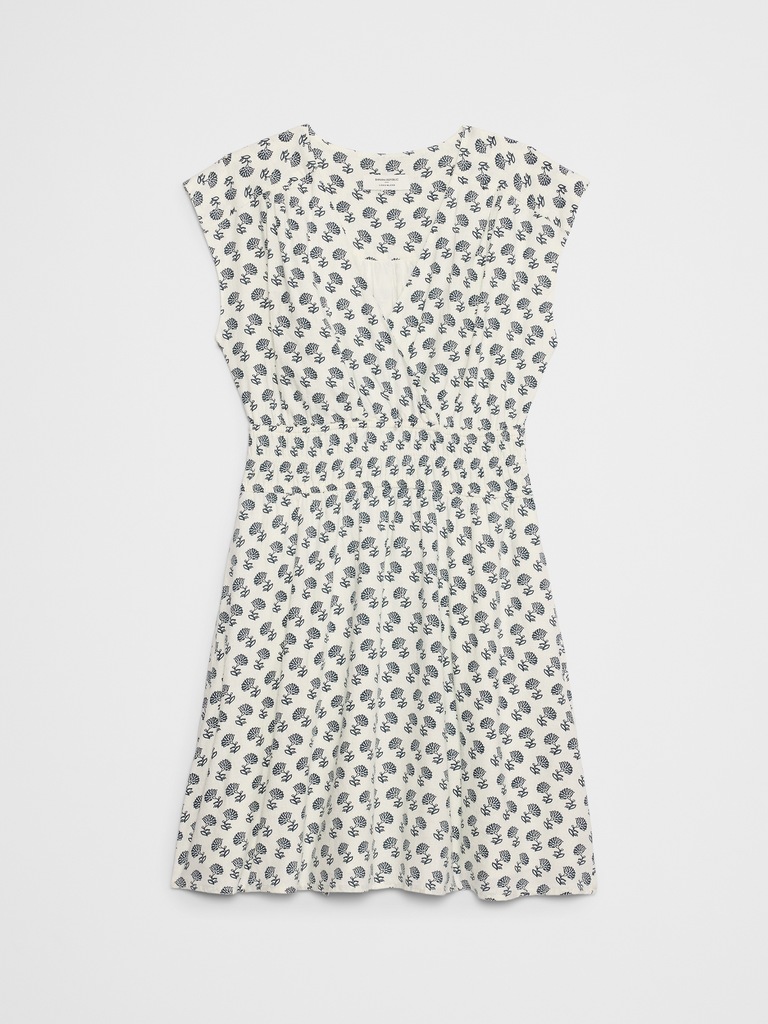 Linen-Blend Smocked-Waist Mini Dress