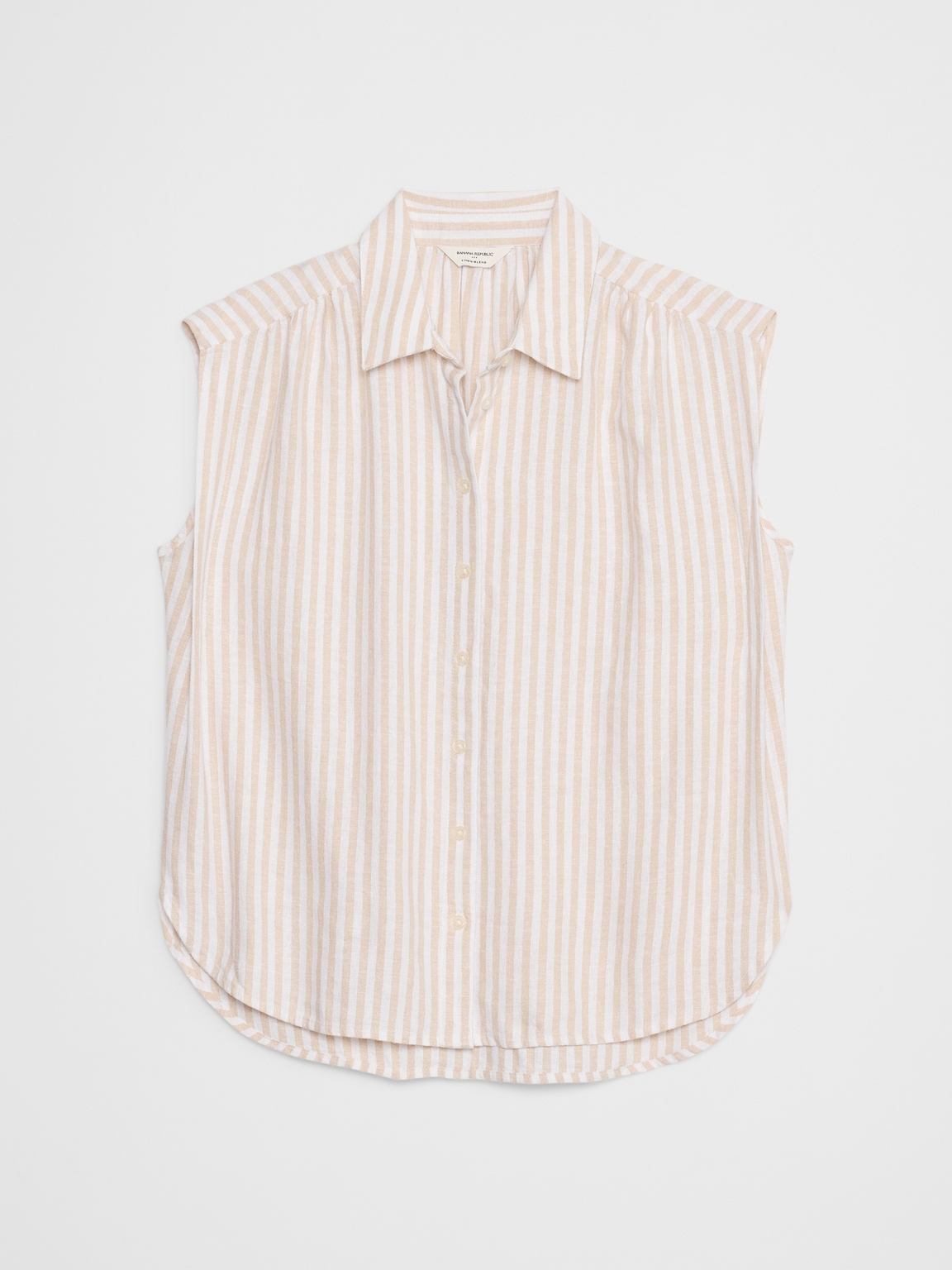 Linen-Blend Pleated Shirt