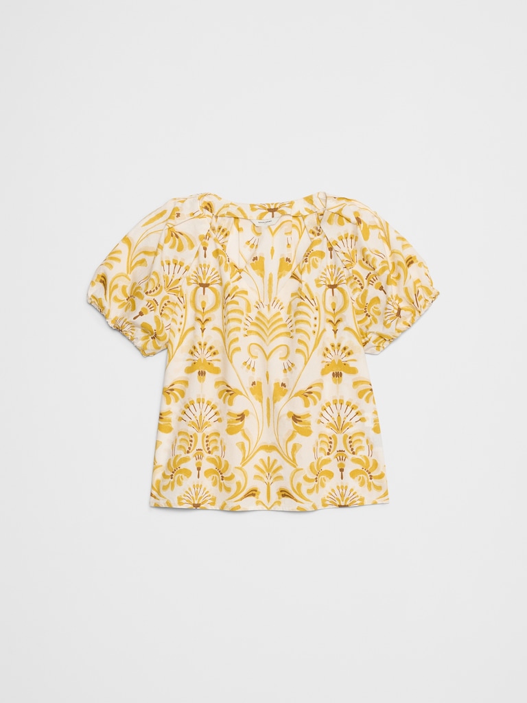 Puff-Sleeve V-Neck Top