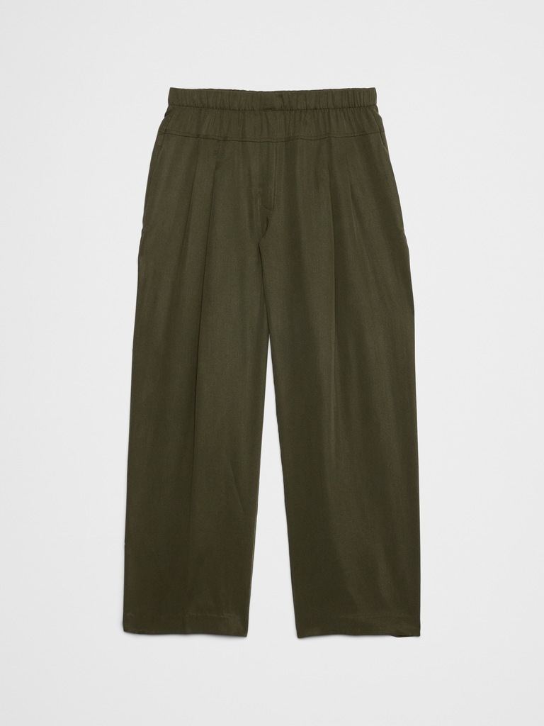 Straight-Leg Mid-Rise Tencel Pleated Pant