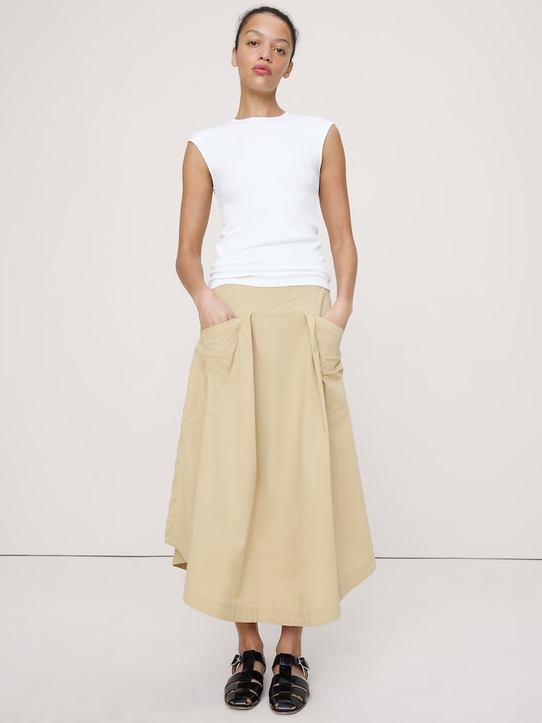 Ribbed Cap-Sleeve T-Shirt