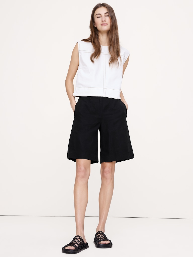 Mid-Rise Tencel™-Linen Bermuda Short