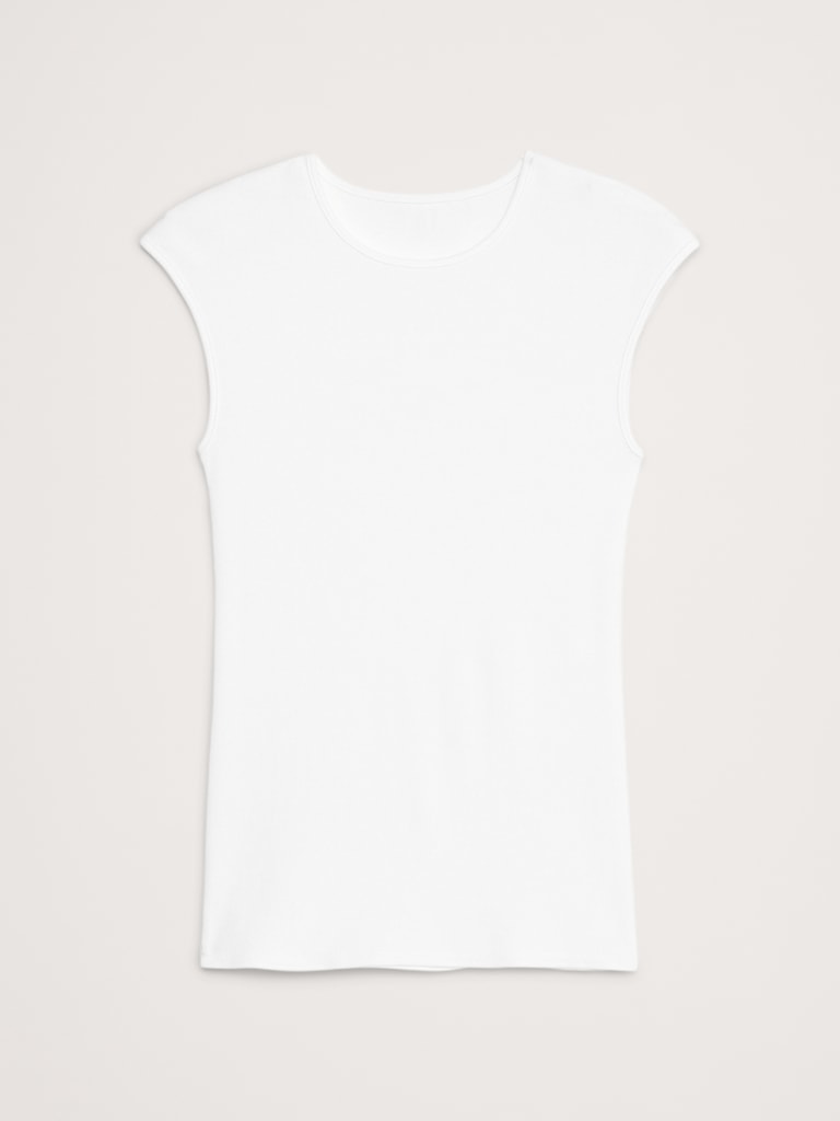 Ribbed Cap-Sleeve T-Shirt