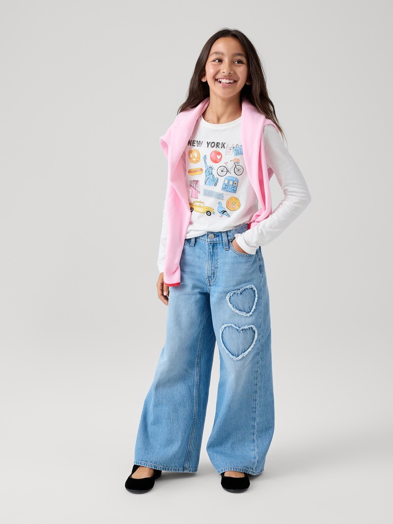 Kids Mid Rise Baggy Jeans