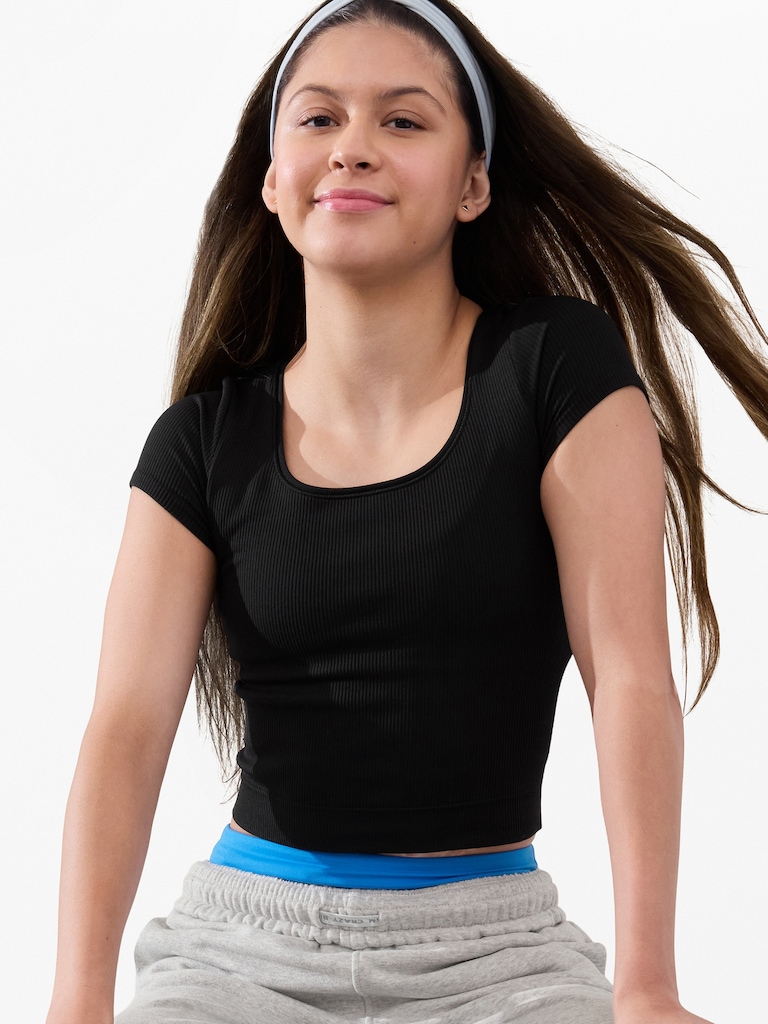 Athleta Girl Rise Above Rib Crop Tee