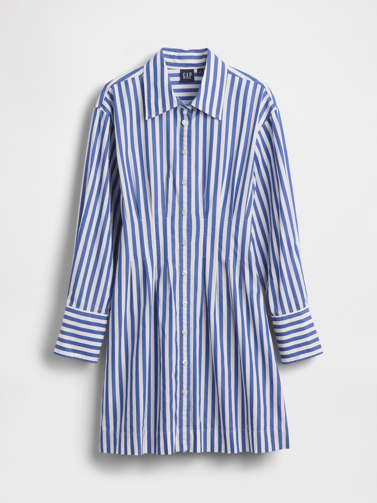 Pleated Mini Shirtdress