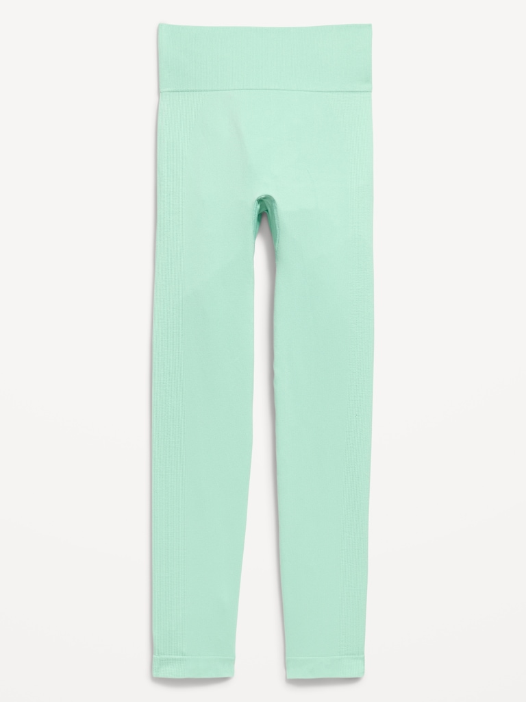 Fitted High-Waisted 7/8-Length Seamless Performance Leggings for Girls