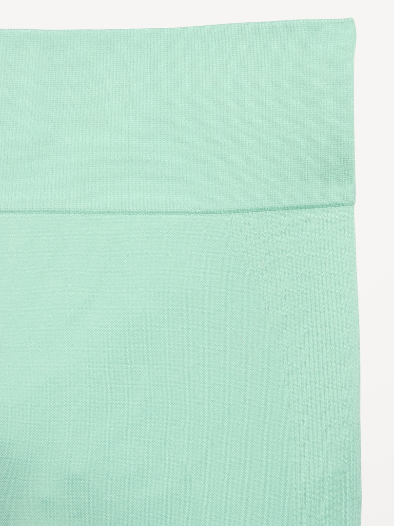 Fitted High-Waisted 7/8-Length Seamless Performance Leggings for Girls