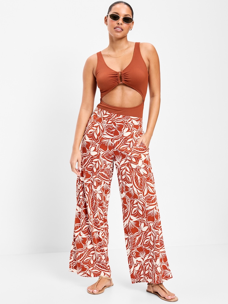 Textured One-Piece Cut-Out Swimsuit