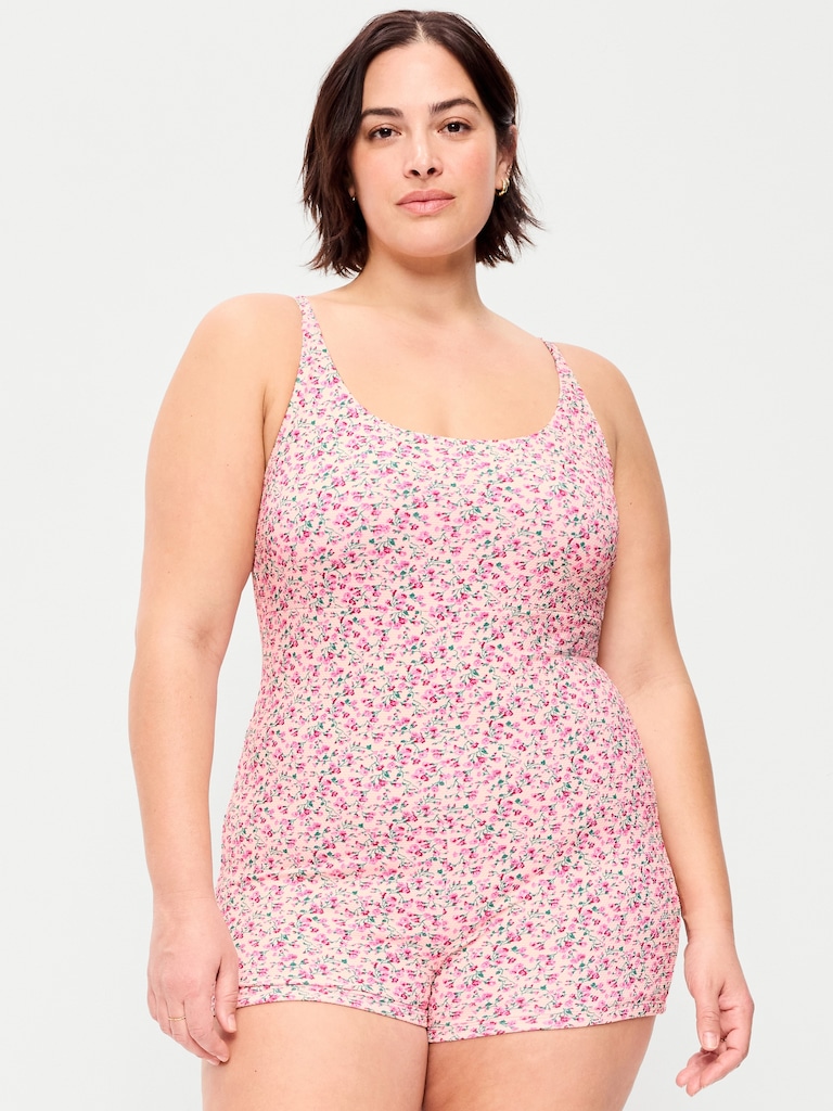 Textured Swim Romper -- 2.5-inch inseam