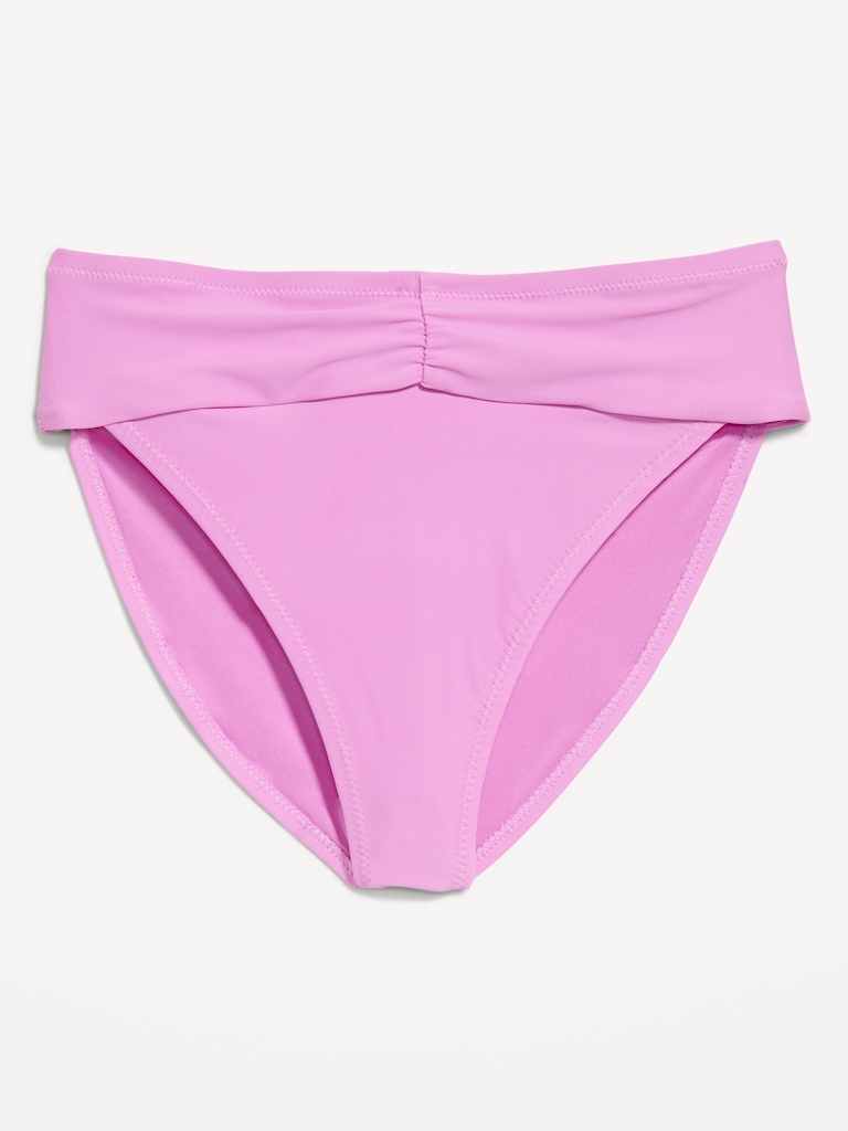 High-Waisted Cinched Bikini Swim Bottoms