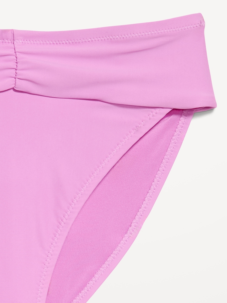 High-Waisted Cinched Bikini Swim Bottoms
