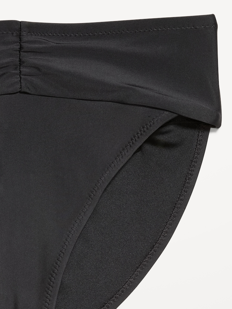 High-Waisted Cinched Bikini Swim Bottoms