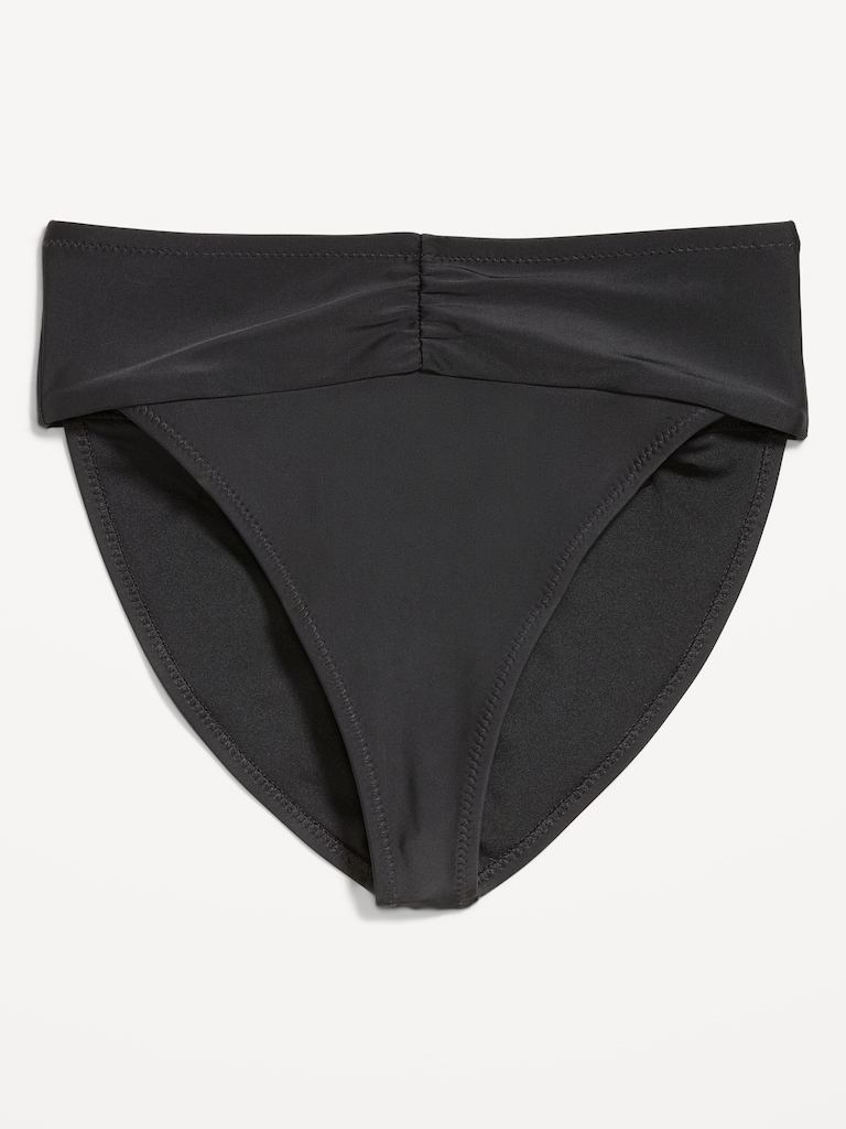High-Waisted Cinched Bikini Swim Bottoms