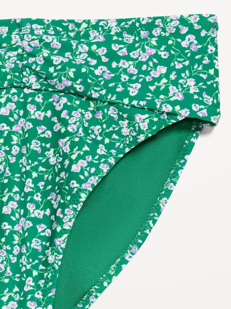 High-Waisted Cinched Bikini Swim Bottoms