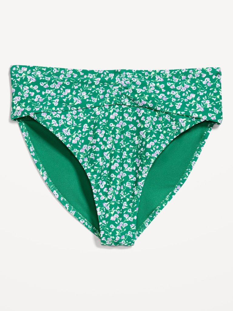 High-Waisted Cinched Bikini Swim Bottoms