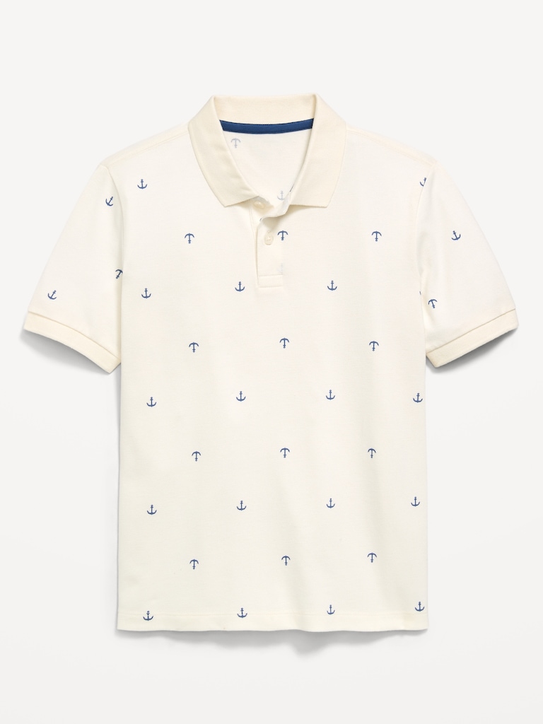 Printed Short-Sleeve Pique Polo Shirt for Boys