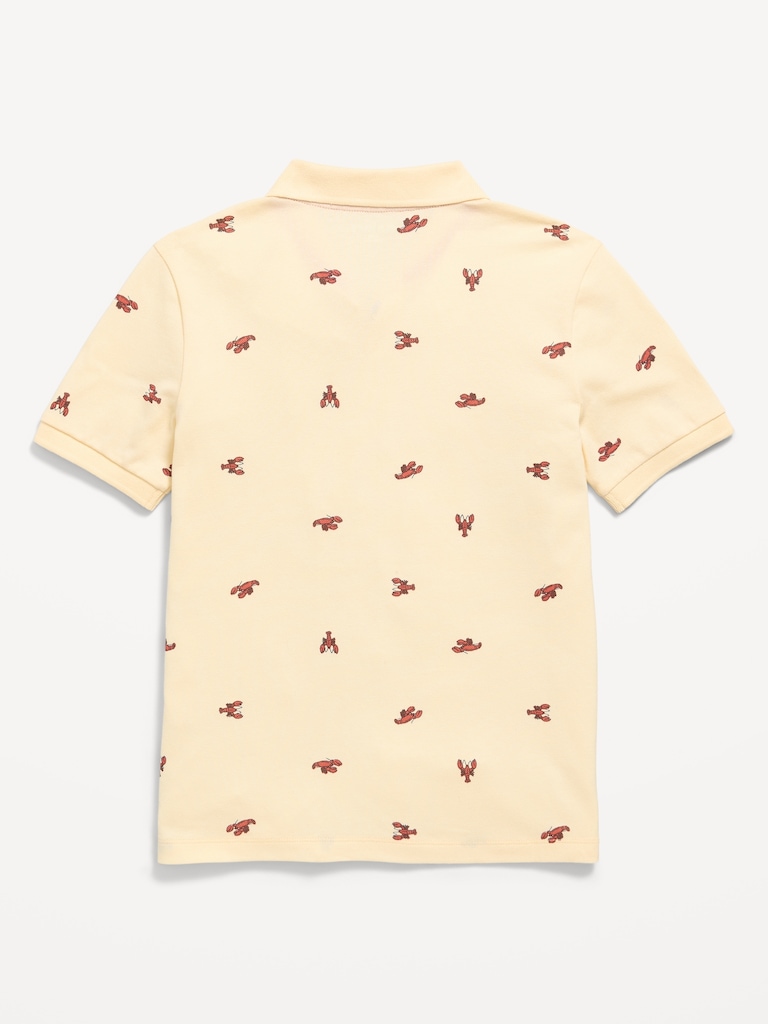 Printed Short-Sleeve Pique Polo Shirt for Boys