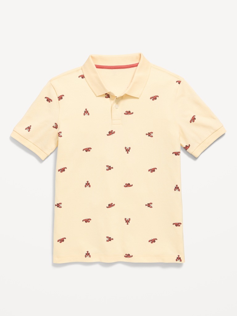 Printed Short-Sleeve Pique Polo Shirt for Boys