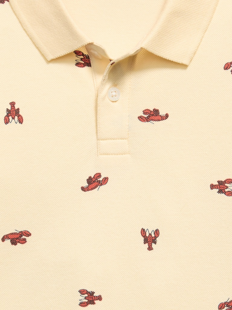 Printed Short-Sleeve Pique Polo Shirt for Boys