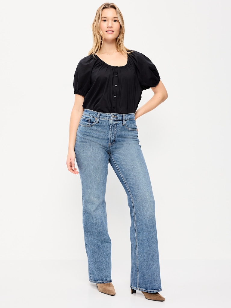 Mid-Rise Loose Boot-Cut Jeans