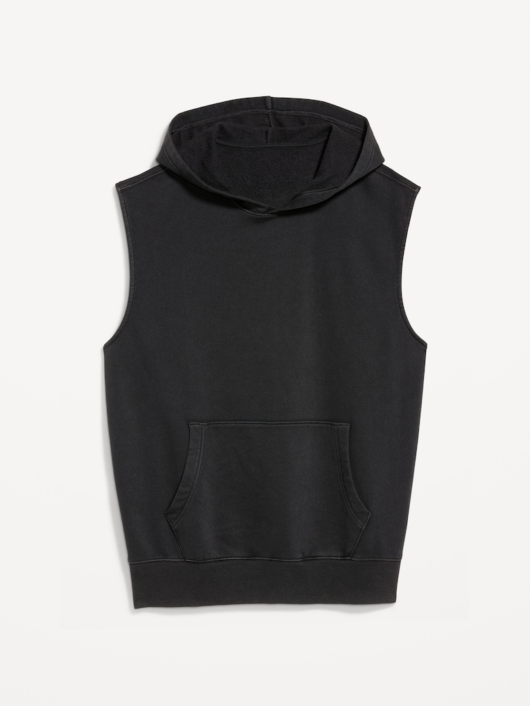 Sleeveless Washed Fleece Muscle Hoodie