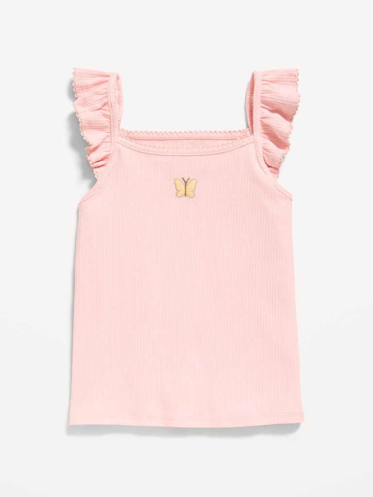Ribbed Ruffle-Trim Cami for Toddler Girls
