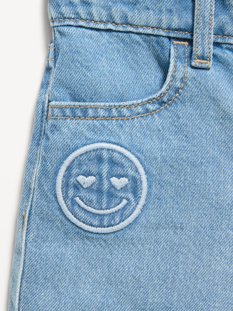 Embroidered Frayed-Hem Jean Shorts for Toddler Girls
